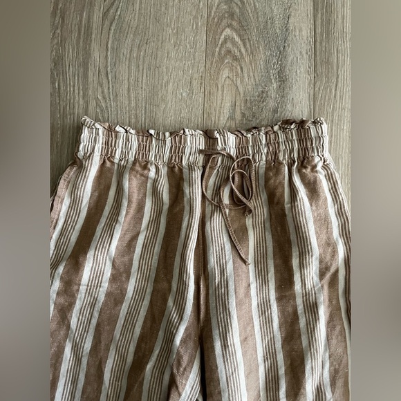 Madewell Women’s Smocked Huston Pull-On Crop Pants in Brown Stripe - Small - Picture 3 of 11